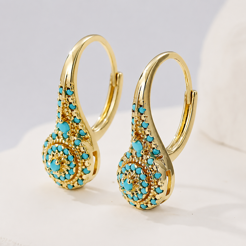 Turquoise Mosaic Teardrop Earrings