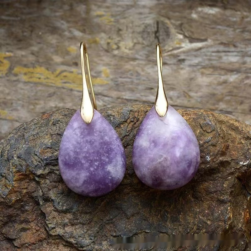 Natural Stone Teardrop Earrings