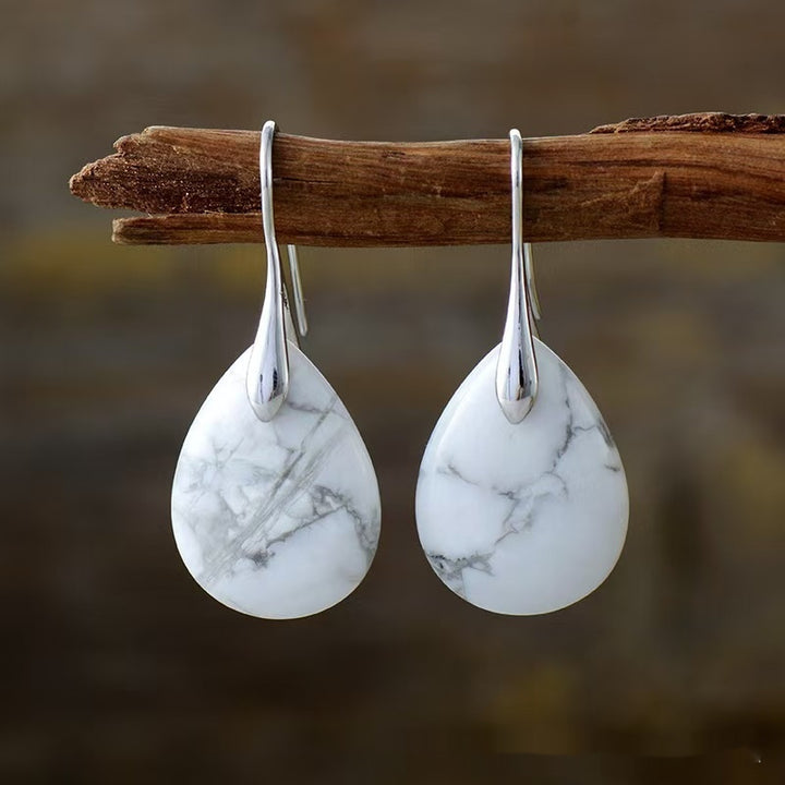 Natural Stone Teardrop Earrings