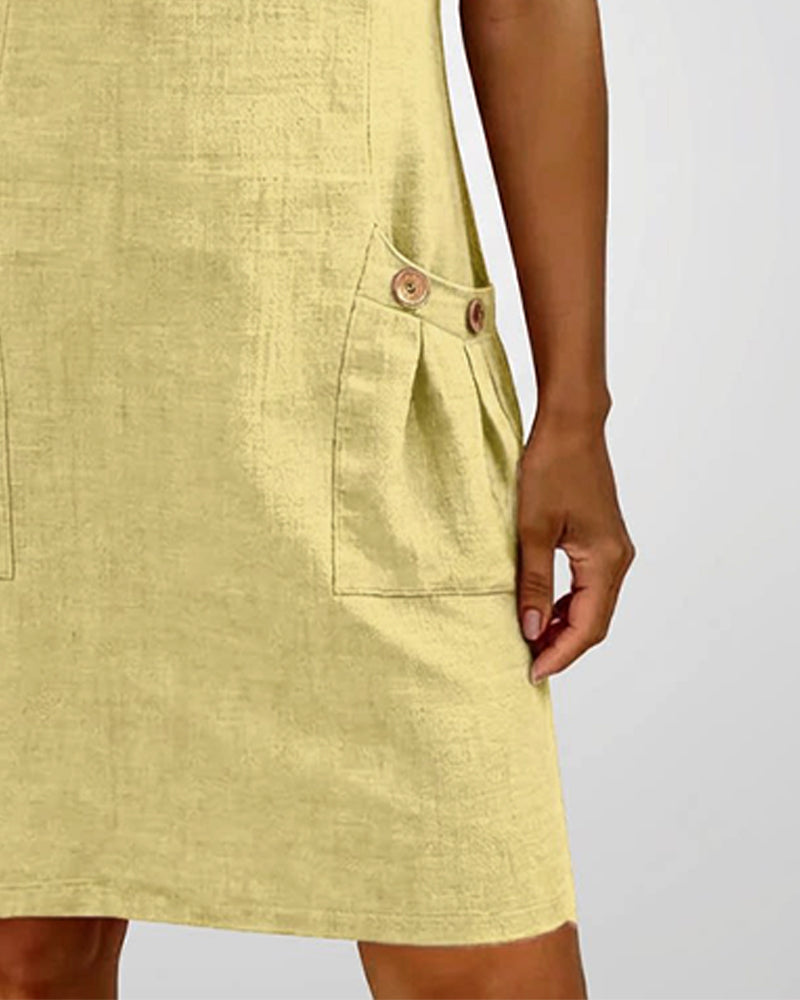 Elara Cotton Dress with Zip Pocket