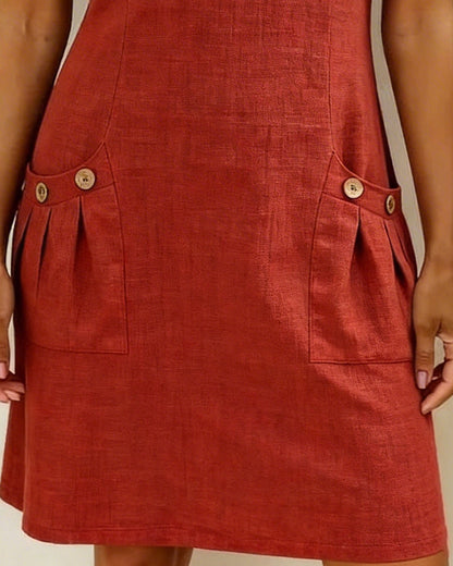 Elara Cotton Dress with Zip Pocket