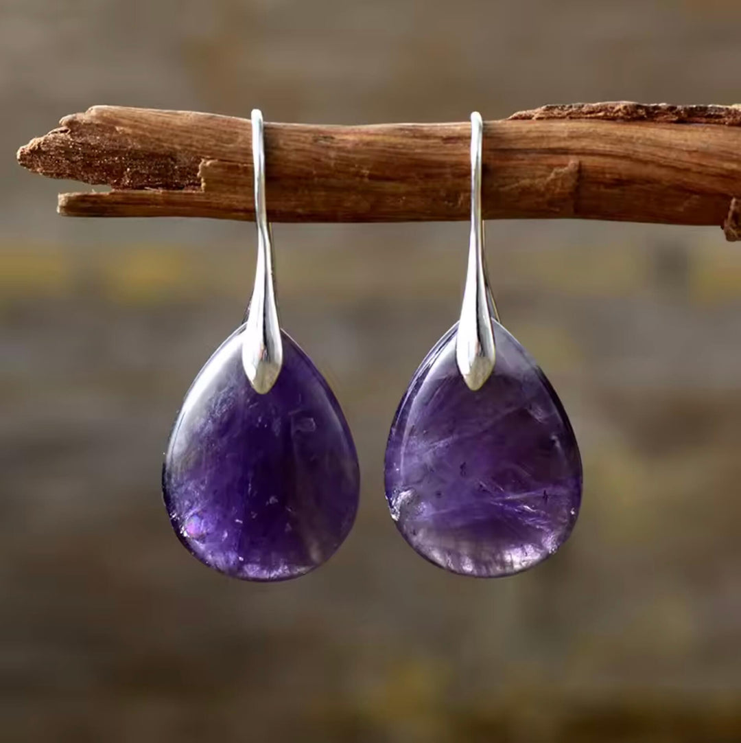 Natural Stone Teardrop Earrings