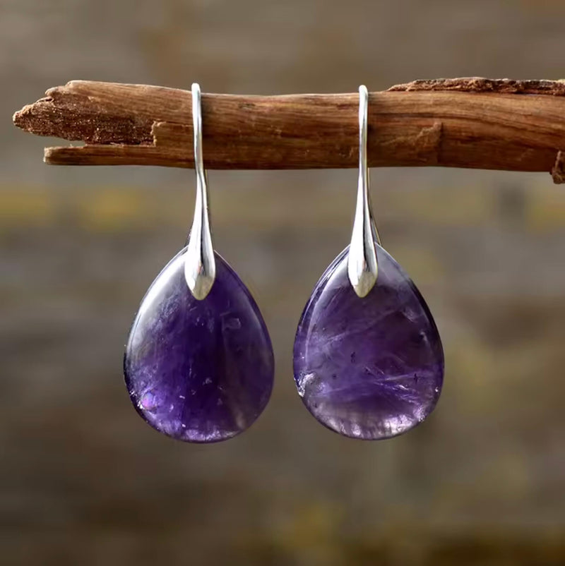 Natural Stone Teardrop Earrings