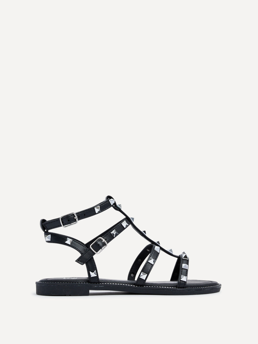 Sienna Black Studded Gladiator Sandals