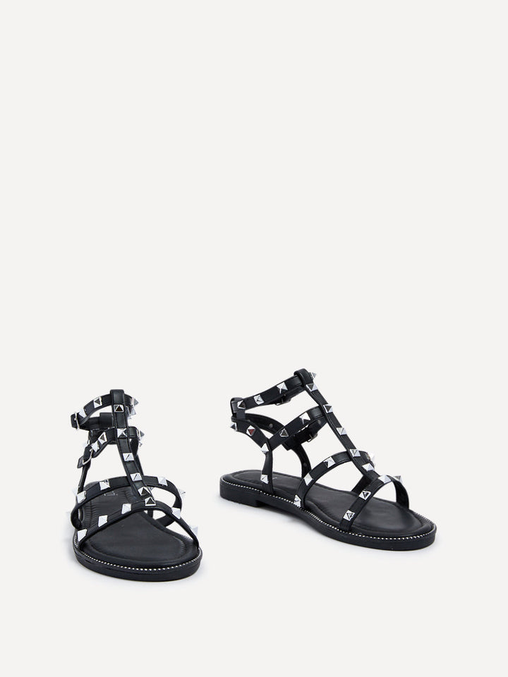 Sienna Black Studded Gladiator Sandals