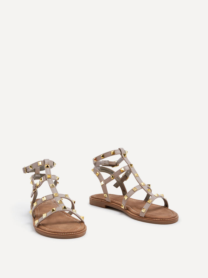 Sienna Taupe Studded Gladiator Sandals