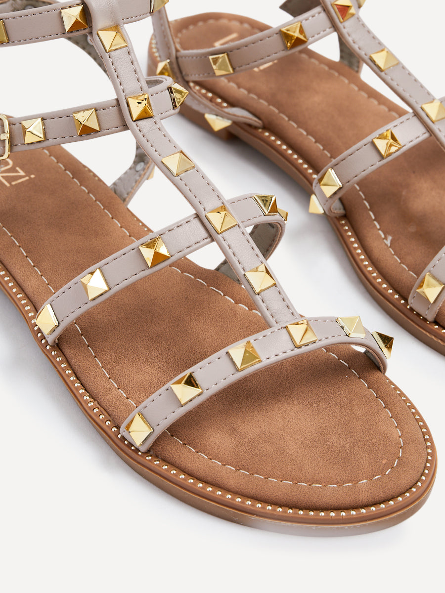 Sienna Taupe Studded Gladiator Sandals