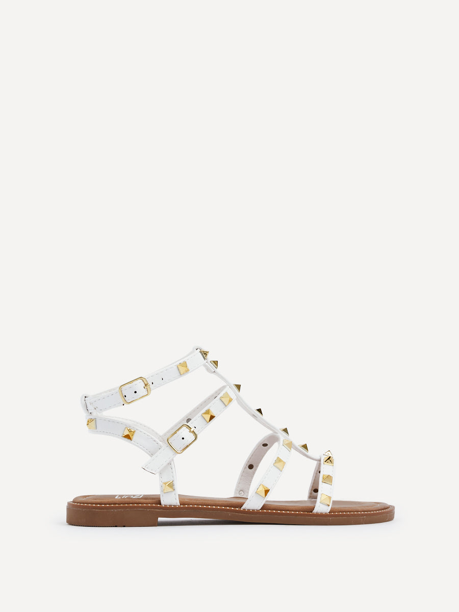Sienna White Studded Gladiator Sandals