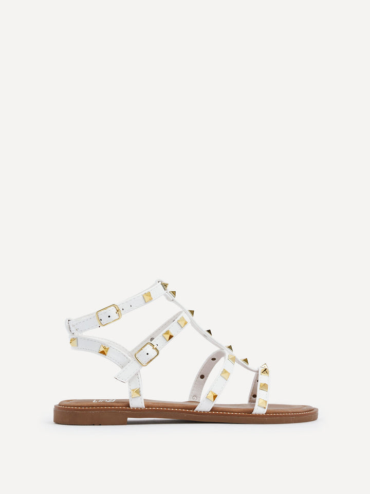 Sienna White Studded Gladiator Sandals