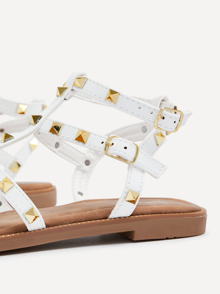 Sienna White Studded Gladiator Sandals