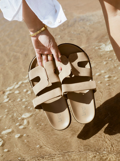 Kaia Taupe Faux Nubuck Sandals