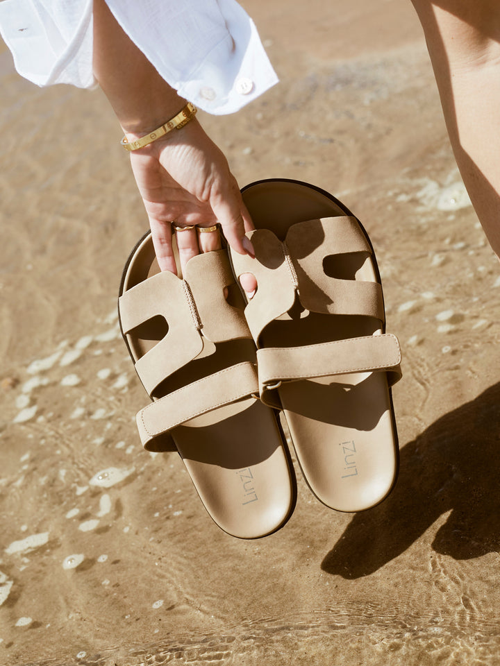 Kaia Taupe Faux Nubuck Sandals