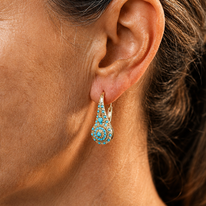 Turquoise Mosaic Teardrop Earrings