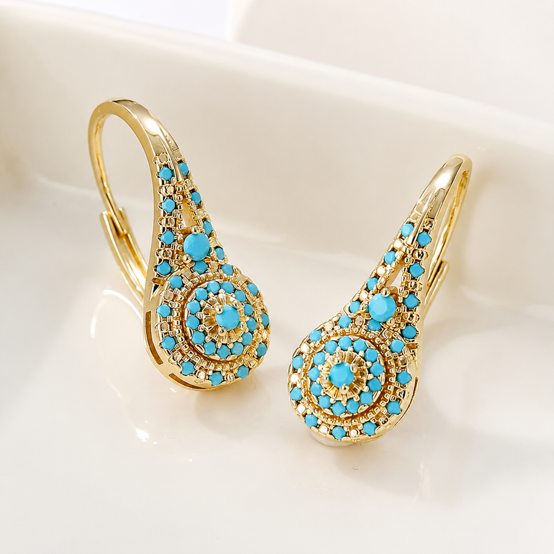 Turquoise Mosaic Teardrop Earrings