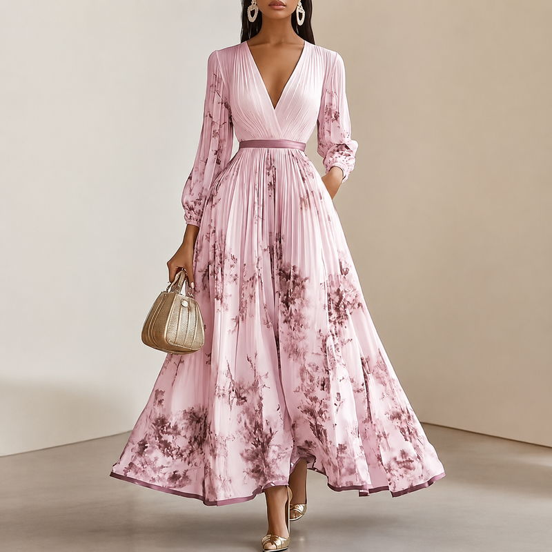 The Avery Pleated Floral Maxi Dress