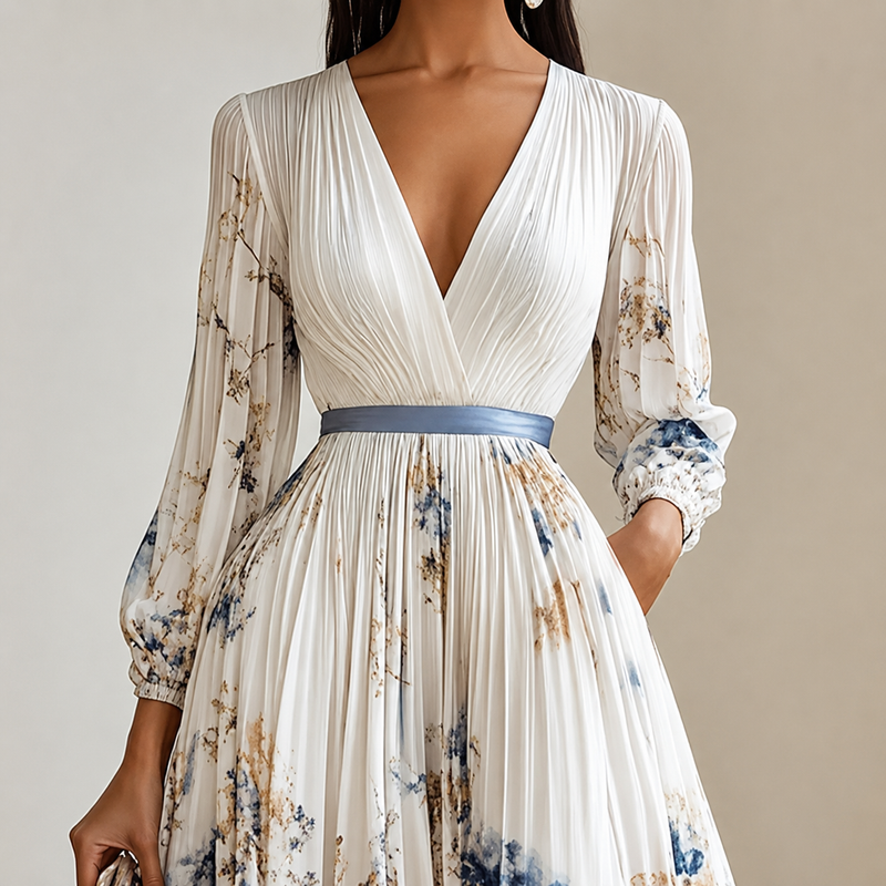 The Avery Pleated Floral Maxi Dress