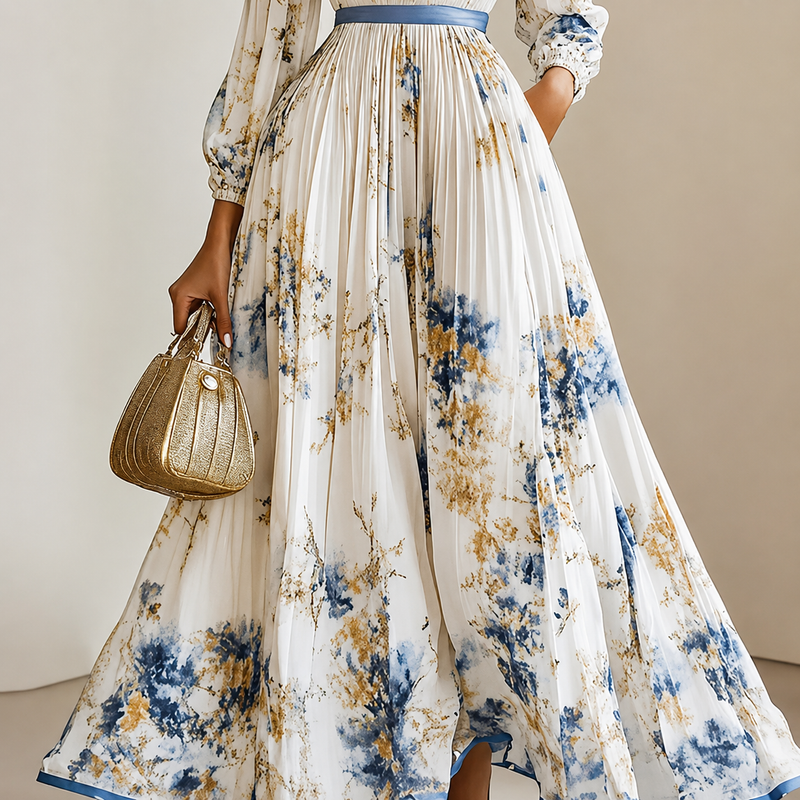 The Avery Pleated Floral Maxi Dress