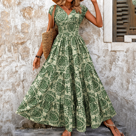 Elara V-Neck Summer Maxi Dress