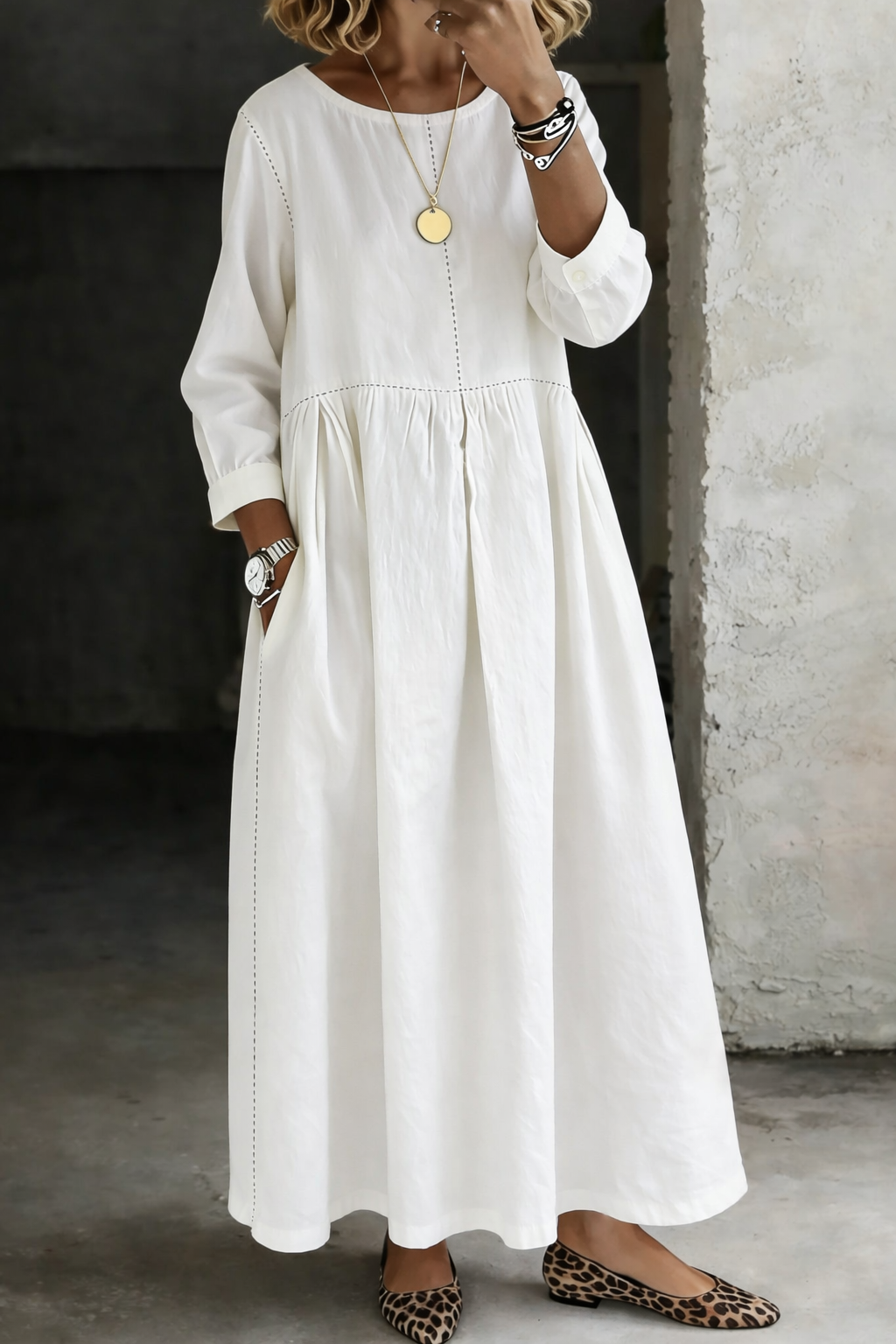 Elara Relaxed Denim Midi Dress