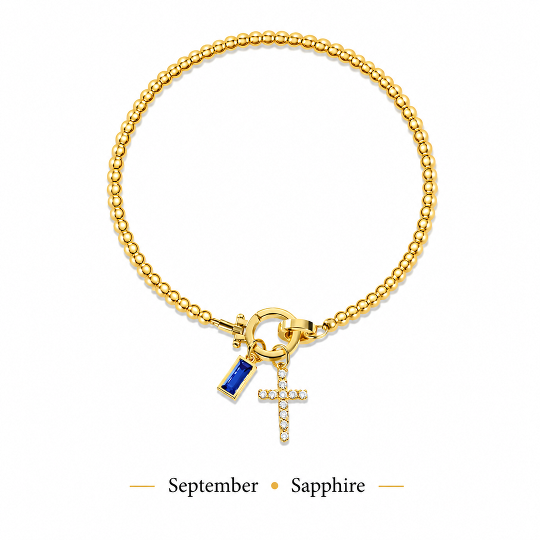 The Personalised Birthstone Cross Bracelet