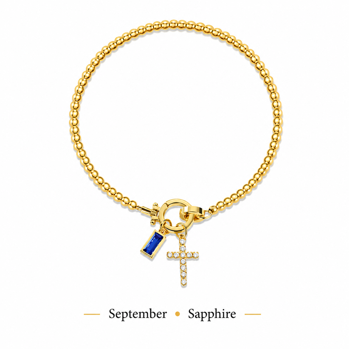 The Personalised Birthstone Cross Bracelet