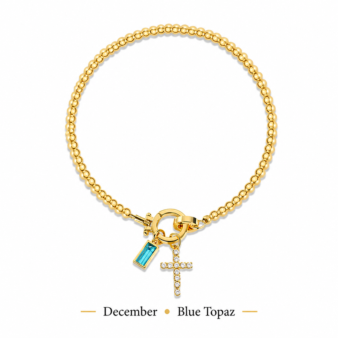 The Personalised Birthstone Cross Bracelet