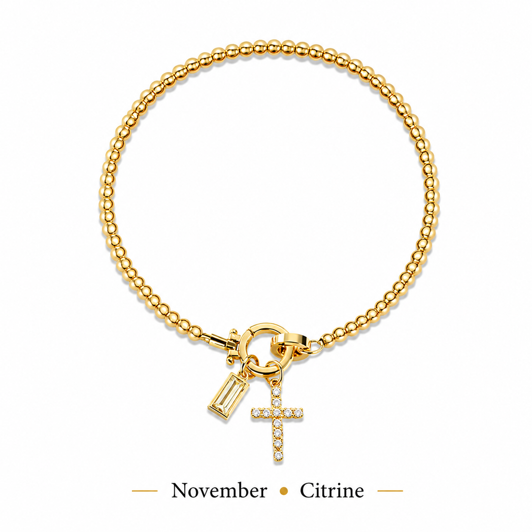 The Personalised Birthstone Cross Bracelet