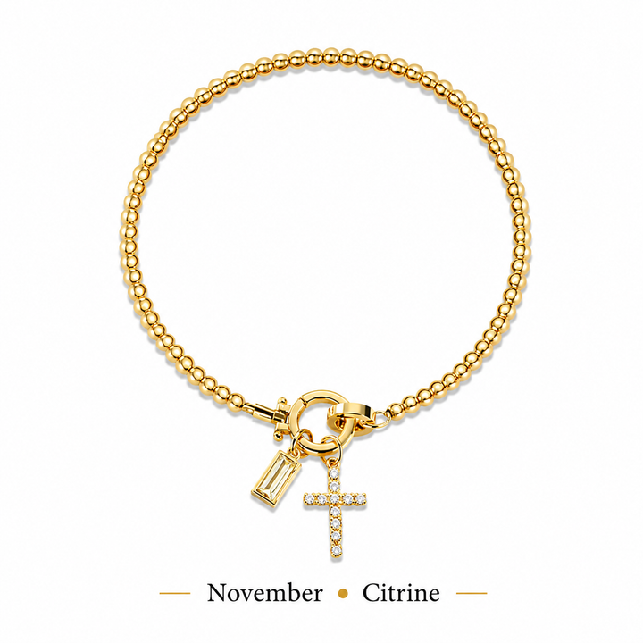 The Personalised Birthstone Cross Bracelet