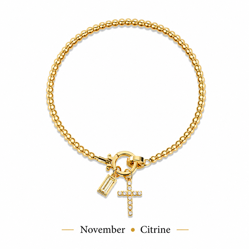 The Personalised Birthstone Cross Bracelet
