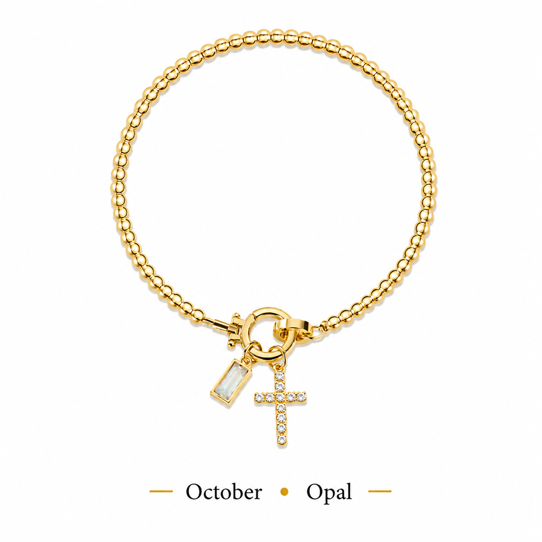 The Personalised Birthstone Cross Bracelet
