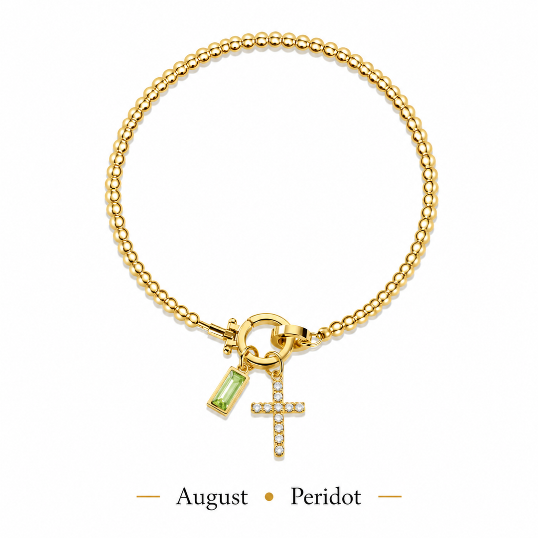 The Personalised Birthstone Cross Bracelet