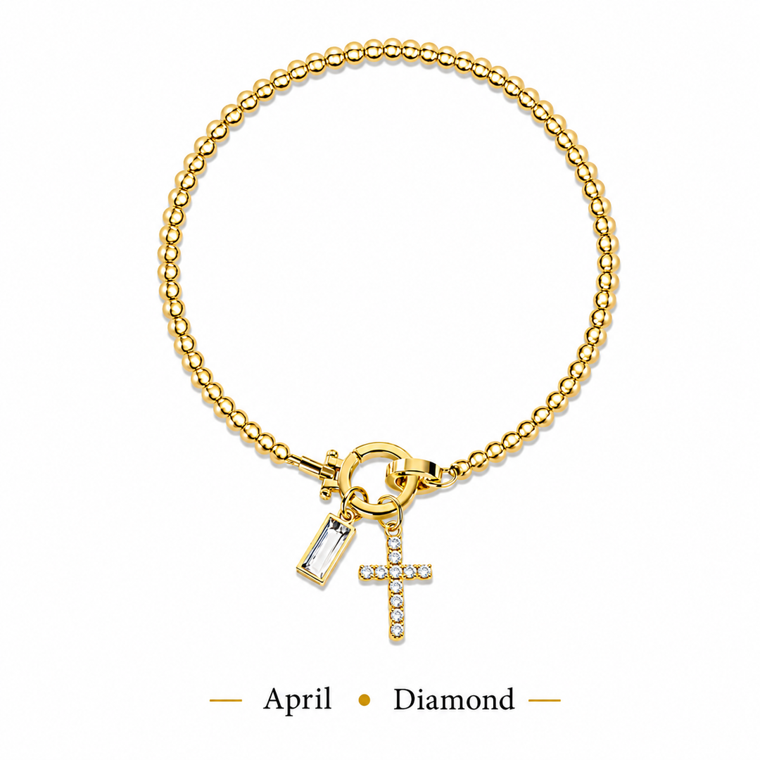 The Personalised Birthstone Cross Bracelet