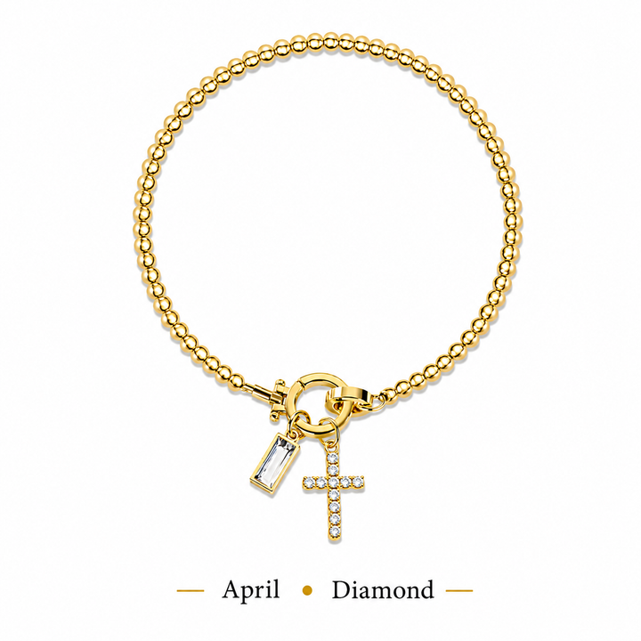The Personalised Birthstone Cross Bracelet