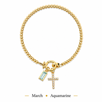 The Personalised Birthstone Cross Bracelet