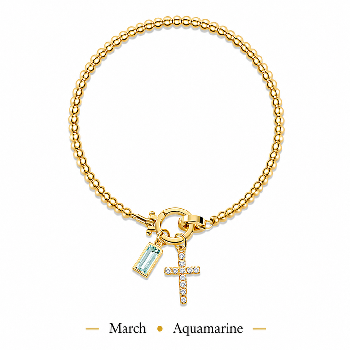 The Personalised Birthstone Cross Bracelet