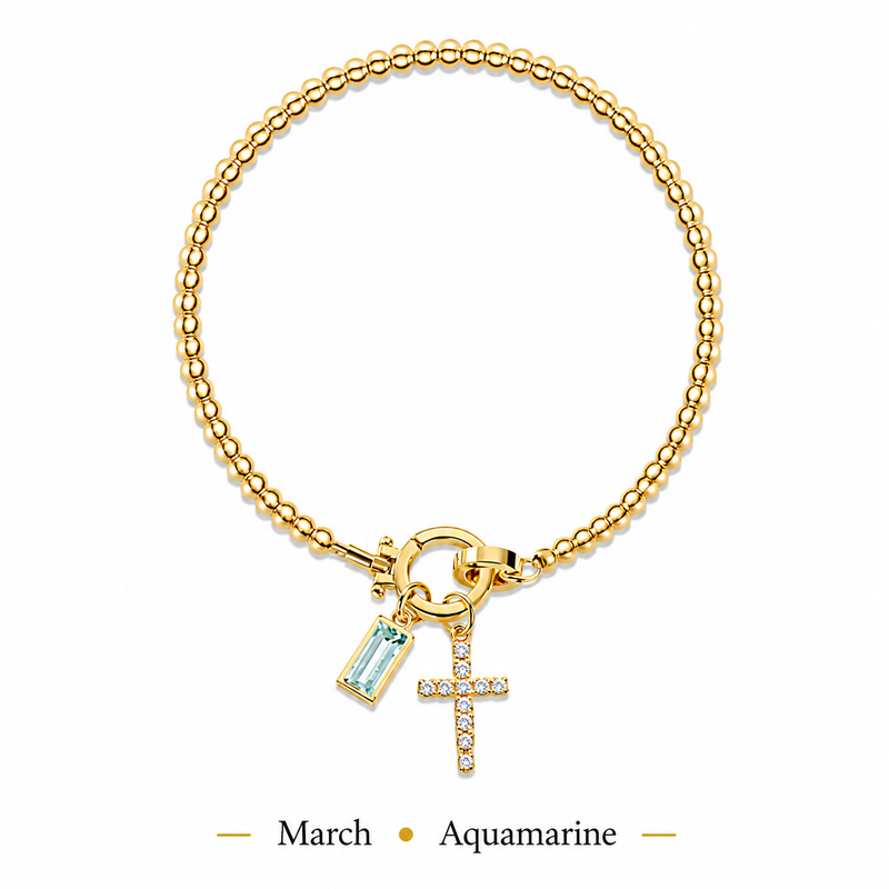 The Personalised Birthstone Cross Bracelet