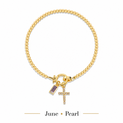 The Personalised Birthstone Cross Bracelet