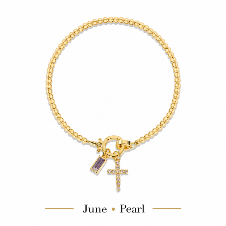 The Personalised Birthstone Cross Bracelet