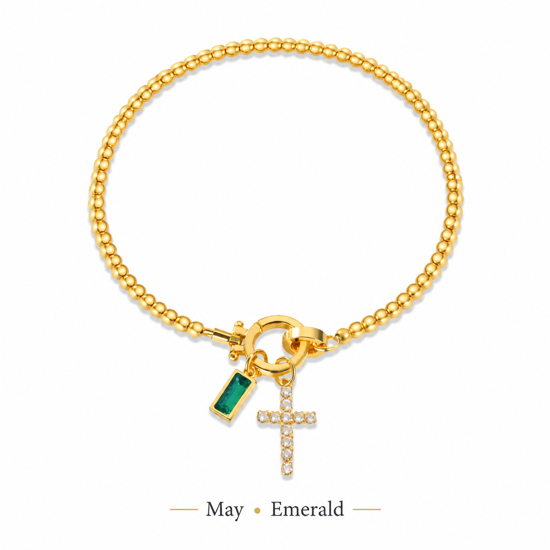 The Personalised Birthstone Cross Bracelet