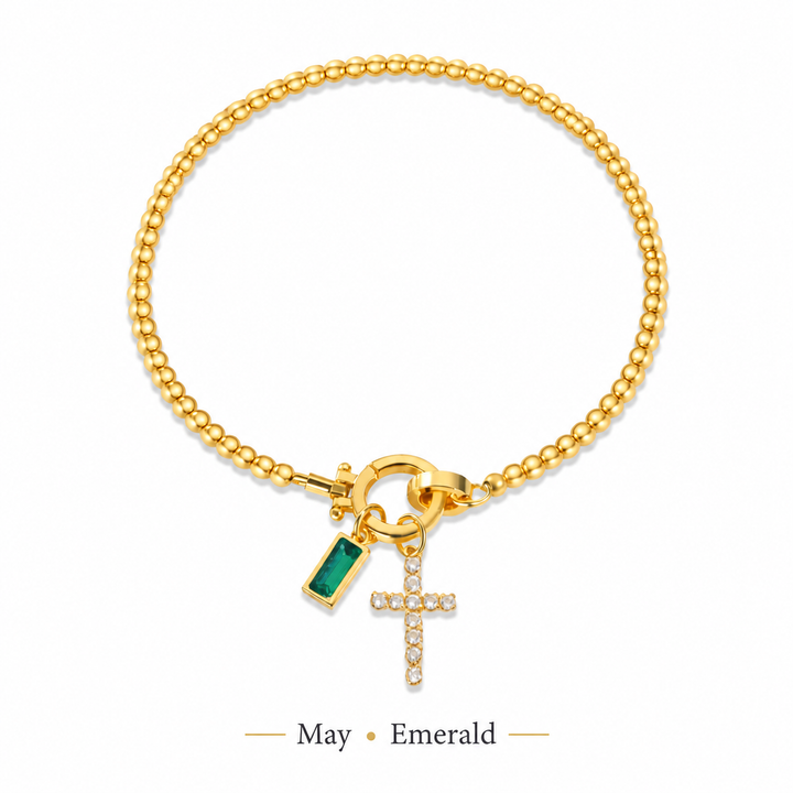 The Personalised Birthstone Cross Bracelet