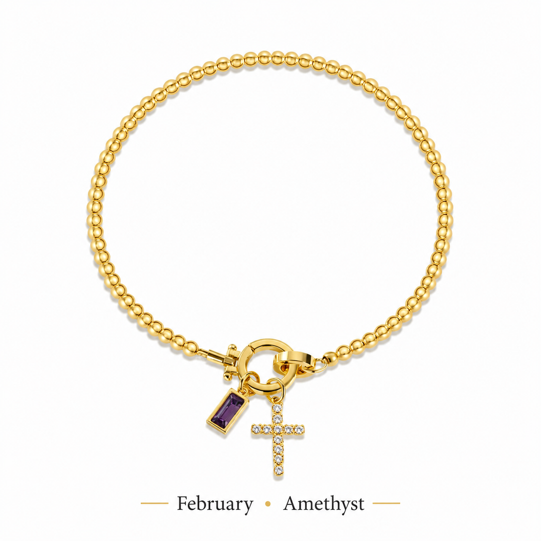 The Personalised Birthstone Cross Bracelet