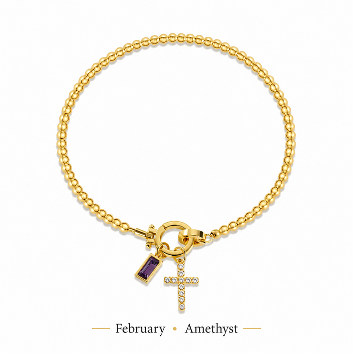 The Personalised Birthstone Cross Bracelet