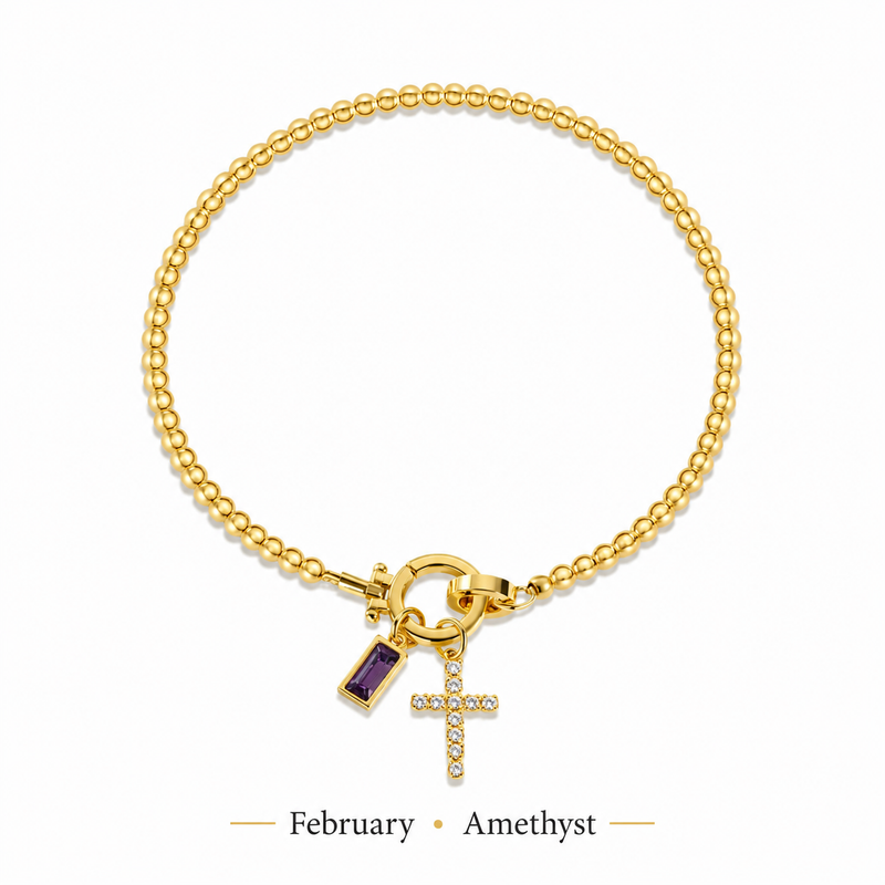 The Personalised Birthstone Cross Bracelet