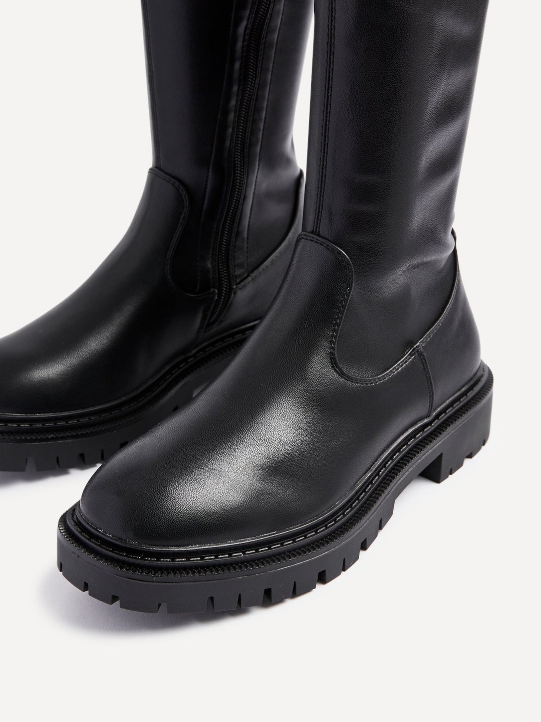 Vanta Black Faux Leather Long Boots