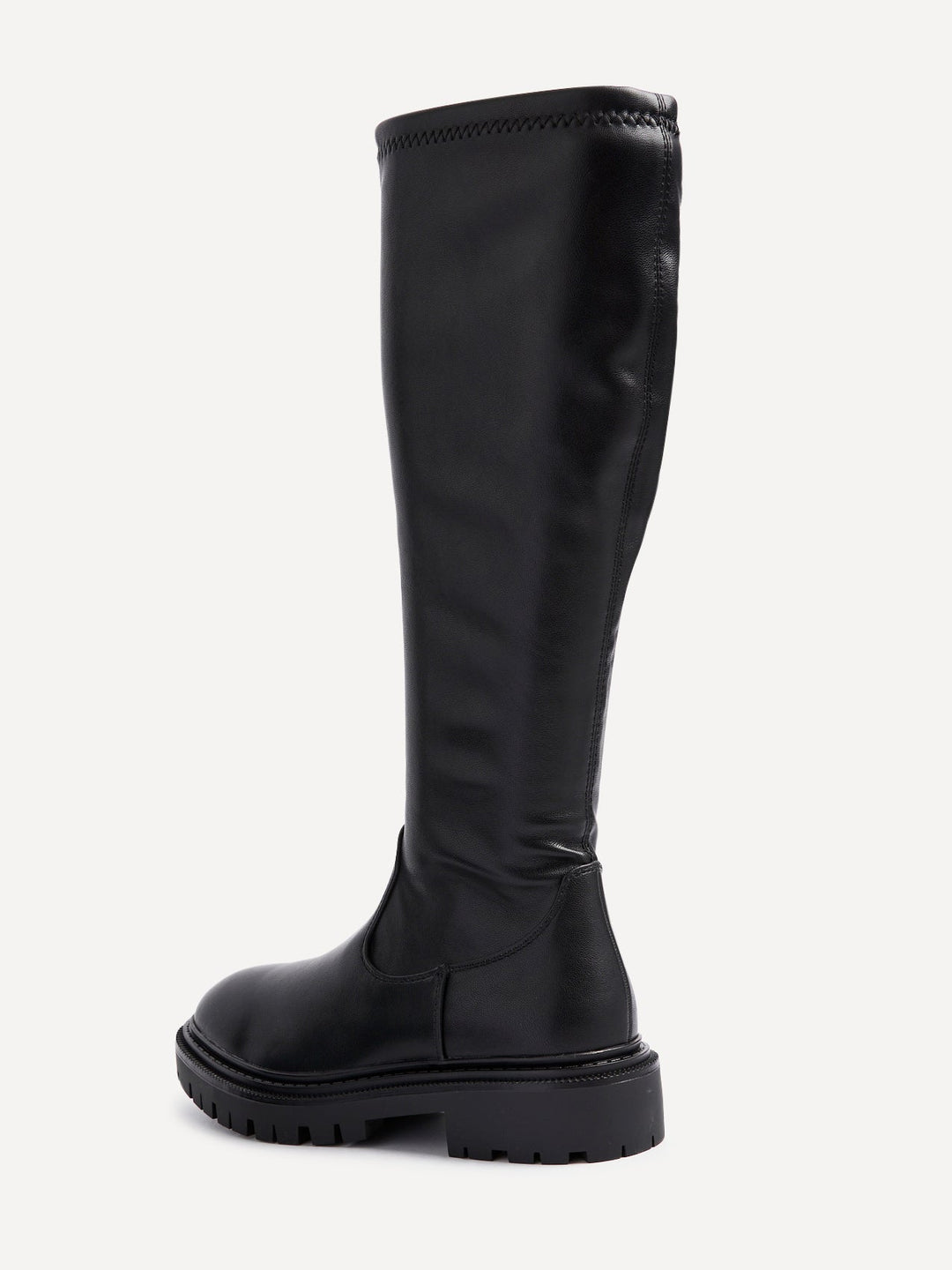 Vanta Black Faux Leather Long Boots