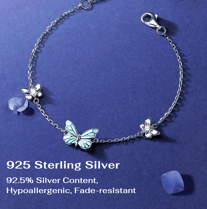 Luminous Blue Butterfly Bracelet