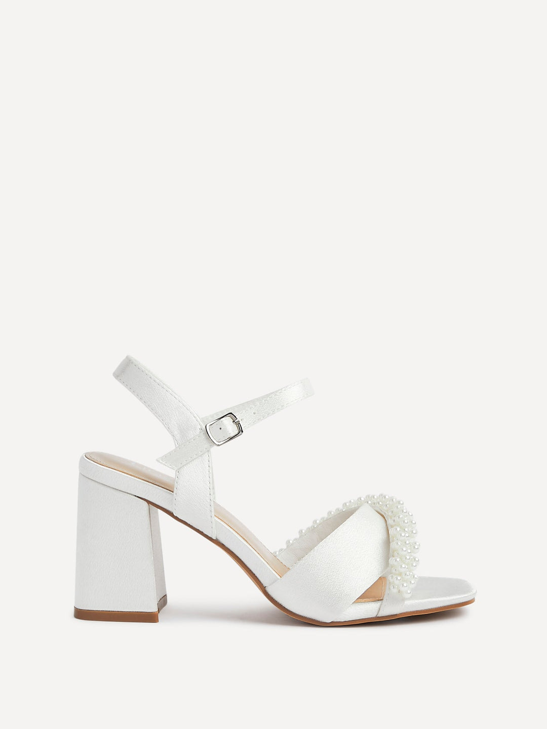 Iris Bridal Ivory Satin Pearl Embellished Heels