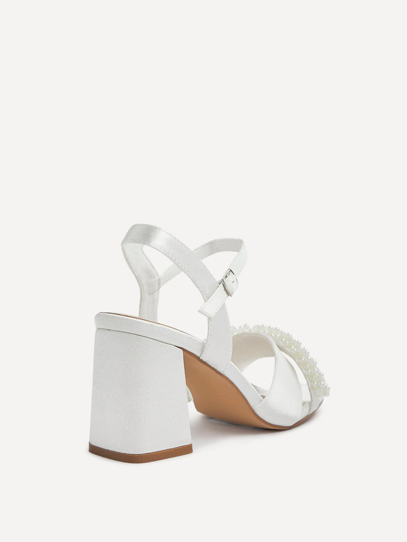 Iris Bridal Ivory Satin Pearl Embellished Heels