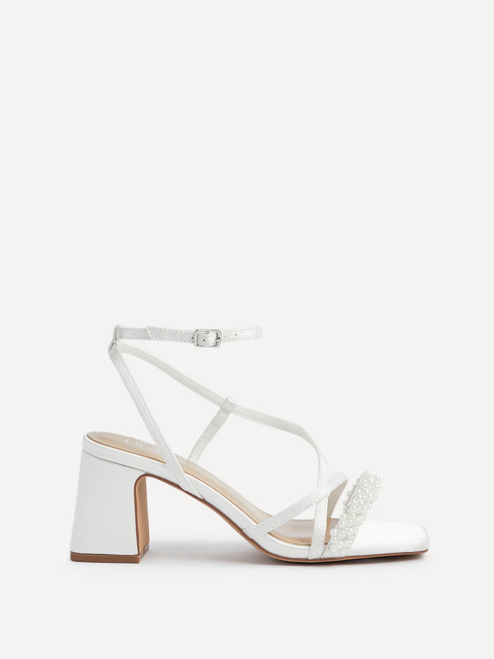 Maisie Bridal Ivory Satin Strappy Heels