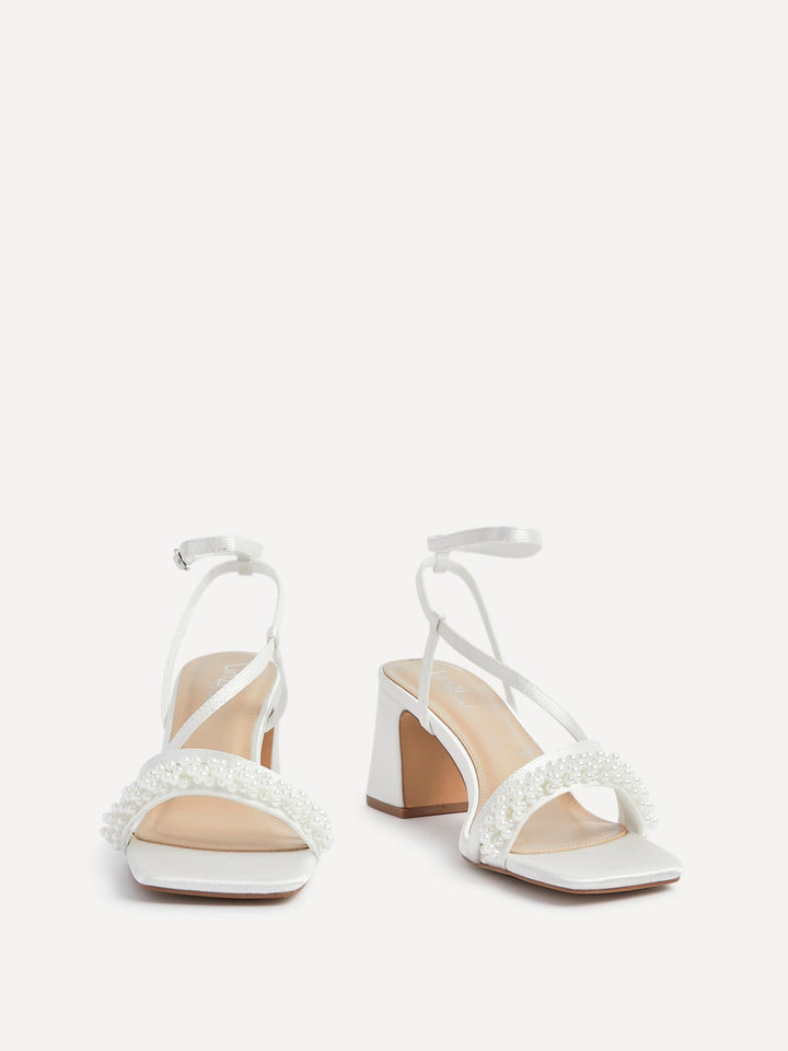 Maisie Bridal Ivory Satin Strappy Heels